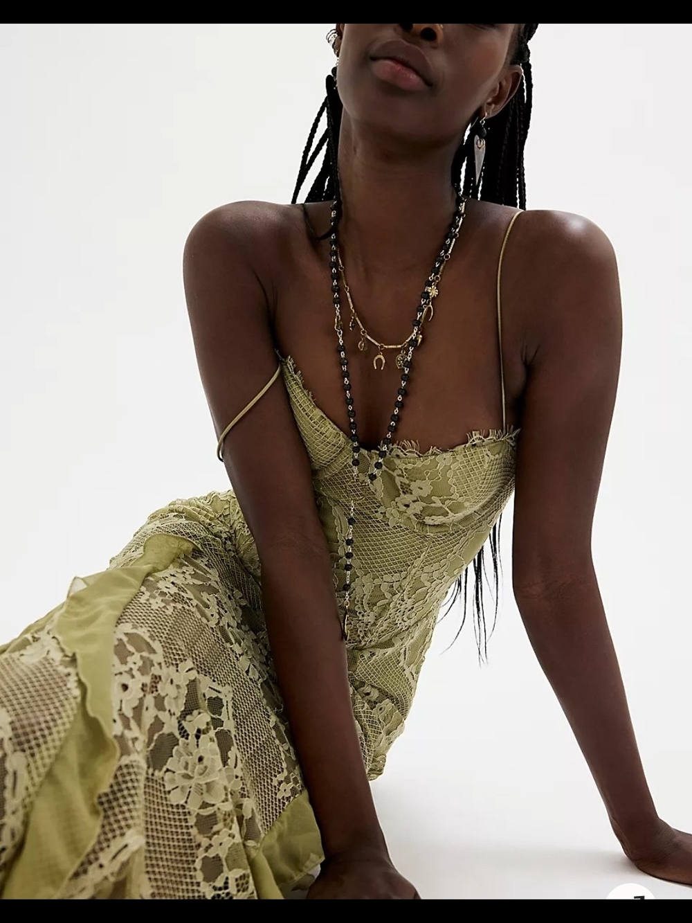 FREE PEOPLE x FOR LOVE & LEMONS COLLAB SHIRLEY MAXI DRESS  M NWT Green